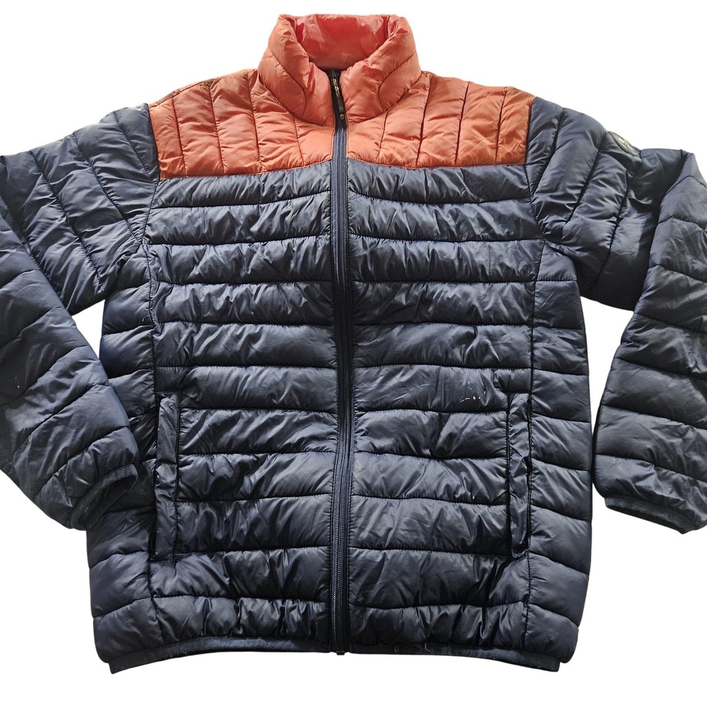 Hawke & Co‎ Jacket Mens Small Blue Orange Puffer Lightweight Quilted Full Zip